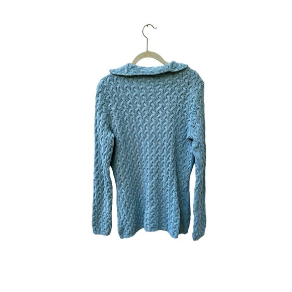 Liz Claiborne Sweater Sz Med Cable Knit textured V Neck Pullover coastal grandma - Picture 2 of 13